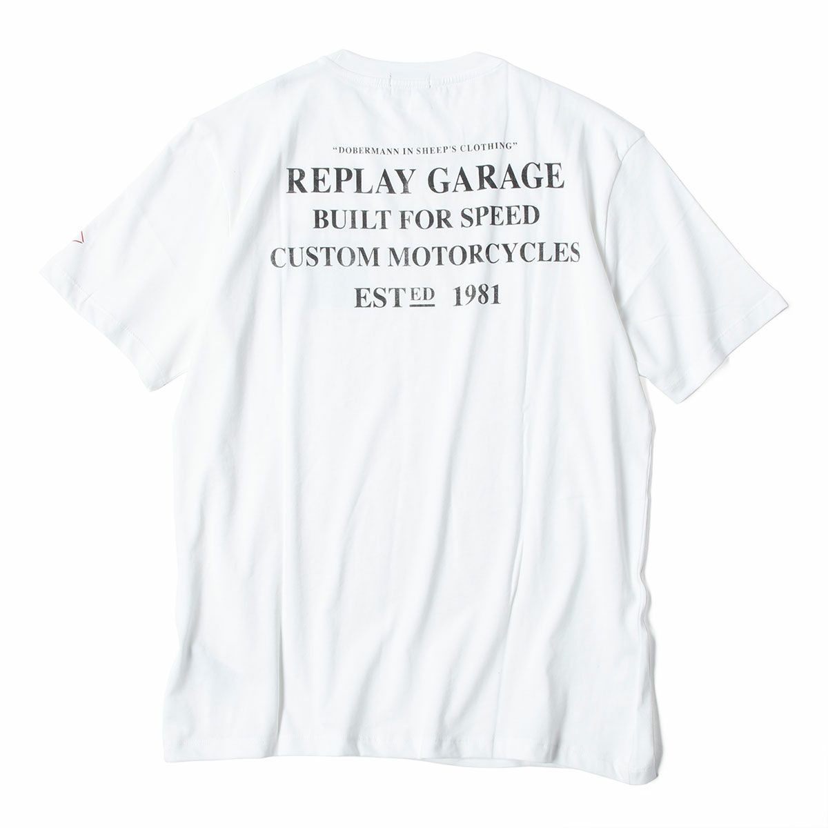 Replay｜モーターサイクル ドッグ プリント Ｔシャツ｜ホワイト