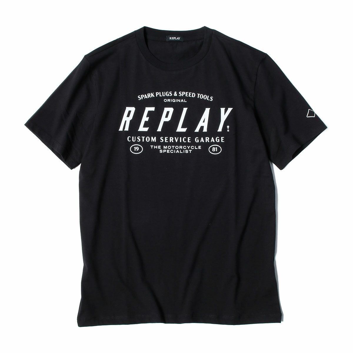 Replay｜カスタムガレージ プリント Ｔシャツ｜ブラック