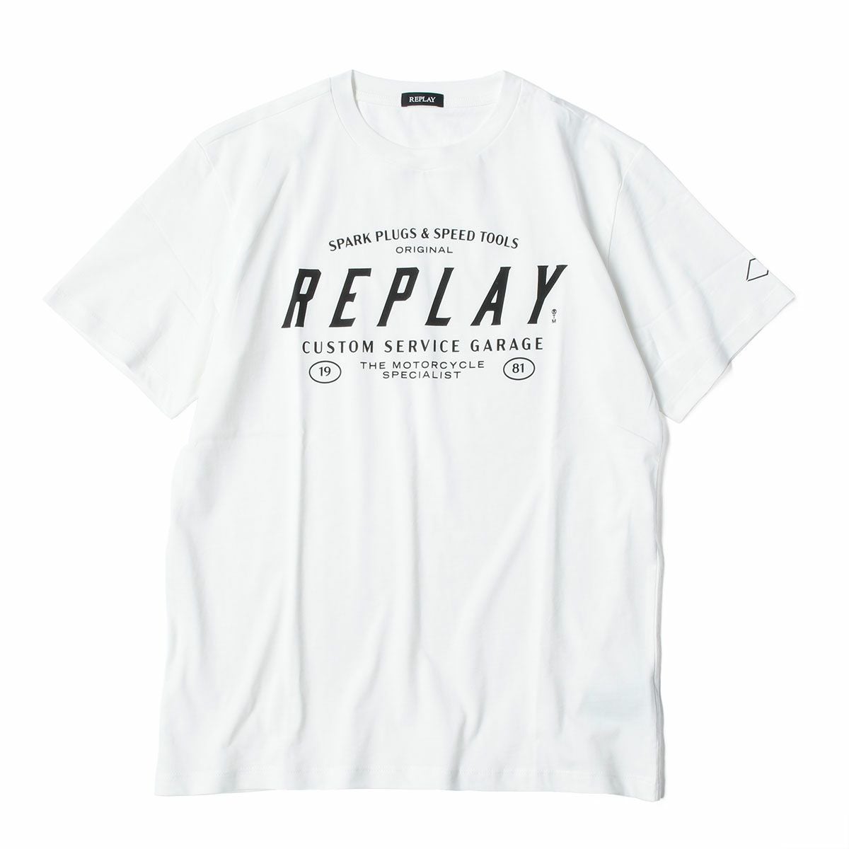 Replay｜カスタムガレージ プリント Ｔシャツ｜ホワイト