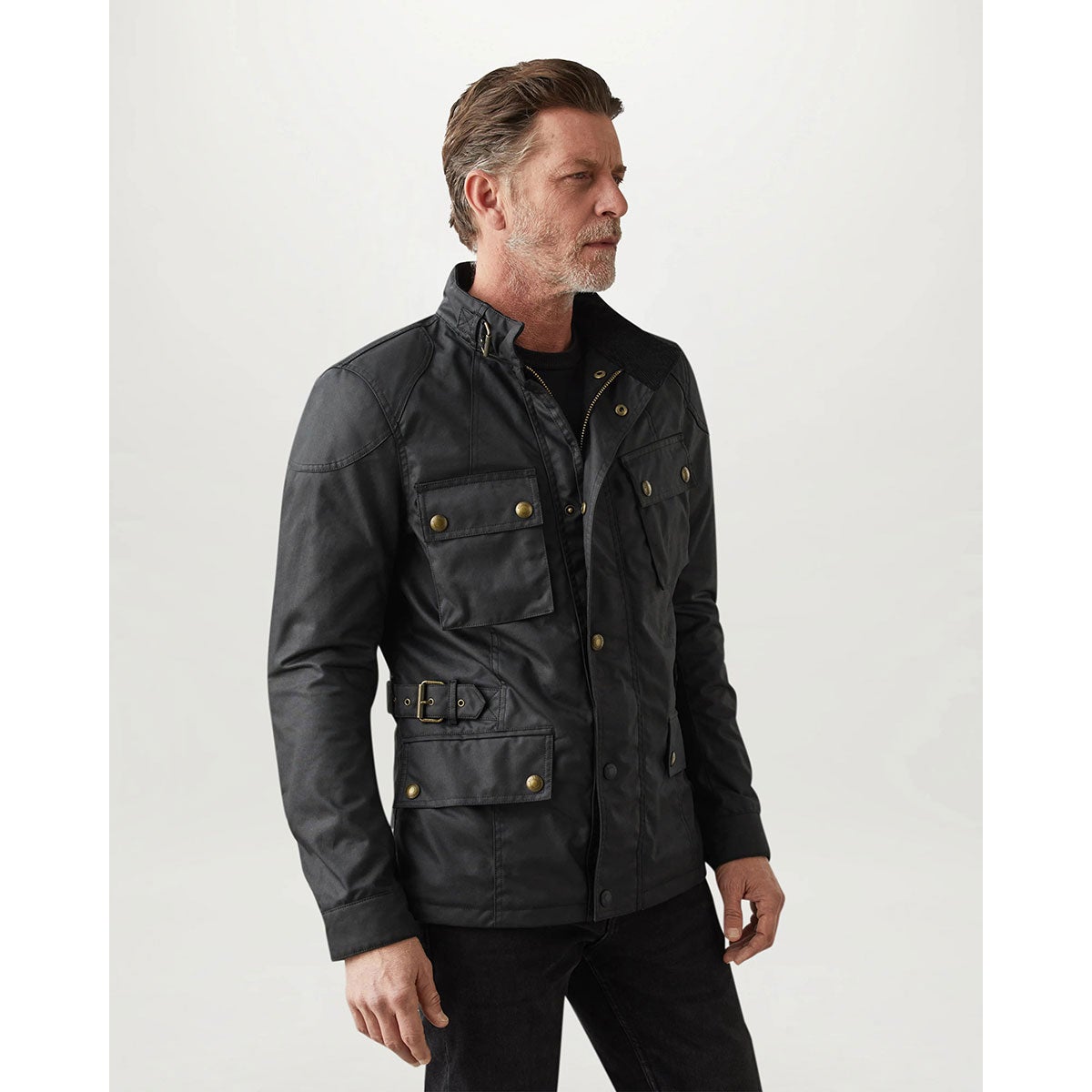 BELSTAFF｜クロスビー モーターサイクル ジャケット｜ファブリック｜ブラック｜モデル着用