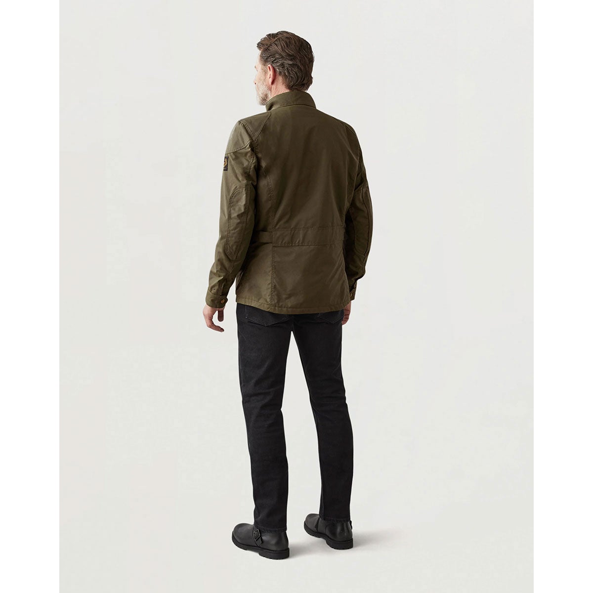 BELSTAFF｜クロスビー モーターサイクル ジャケット｜ファブリック｜フォレストグリーン｜モデル着用