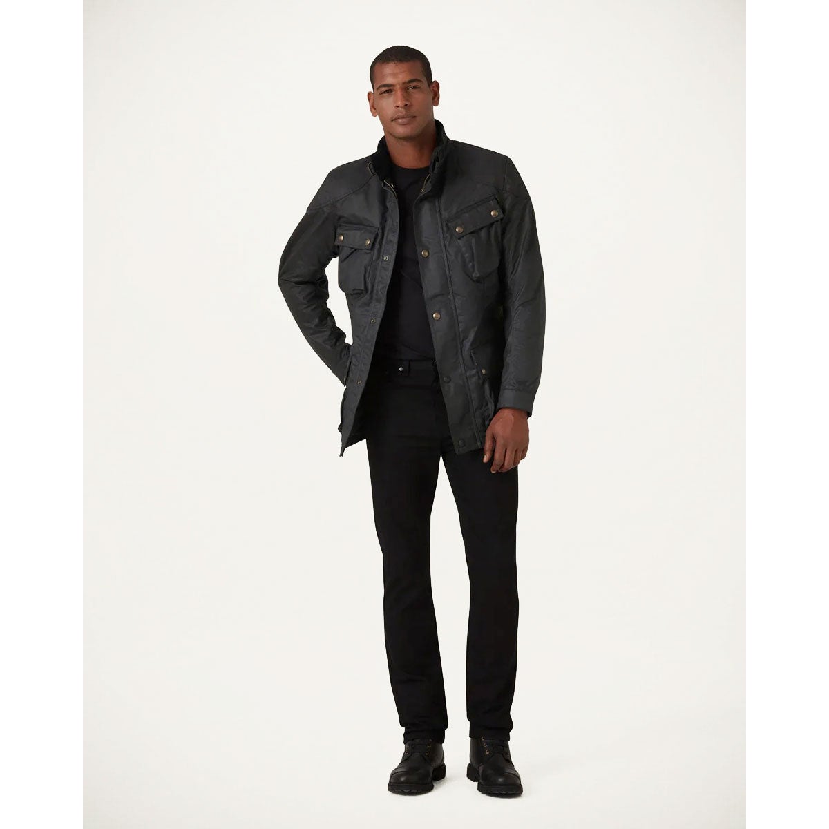 BELSTAFF｜トライアルマスター モーターサイクル ジャケット｜ファブリック｜ブラック｜モデル着用