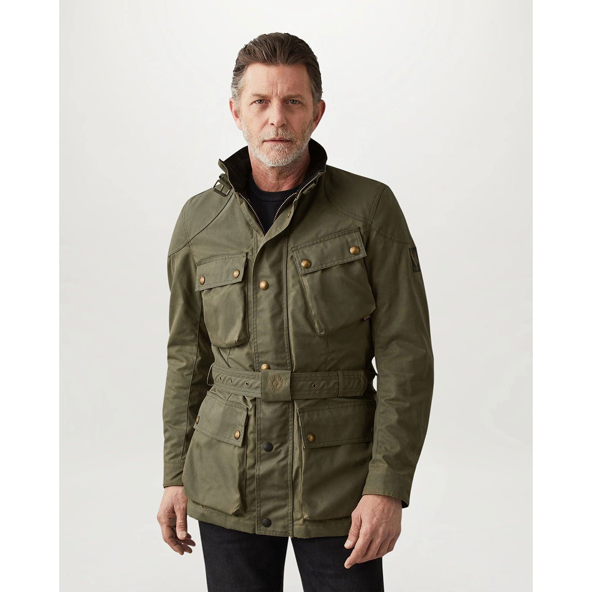 BELSTAFF｜トライアルマスター モーターサイクル ジャケット｜ファブリック｜オリーブグリーン｜モデル着用
