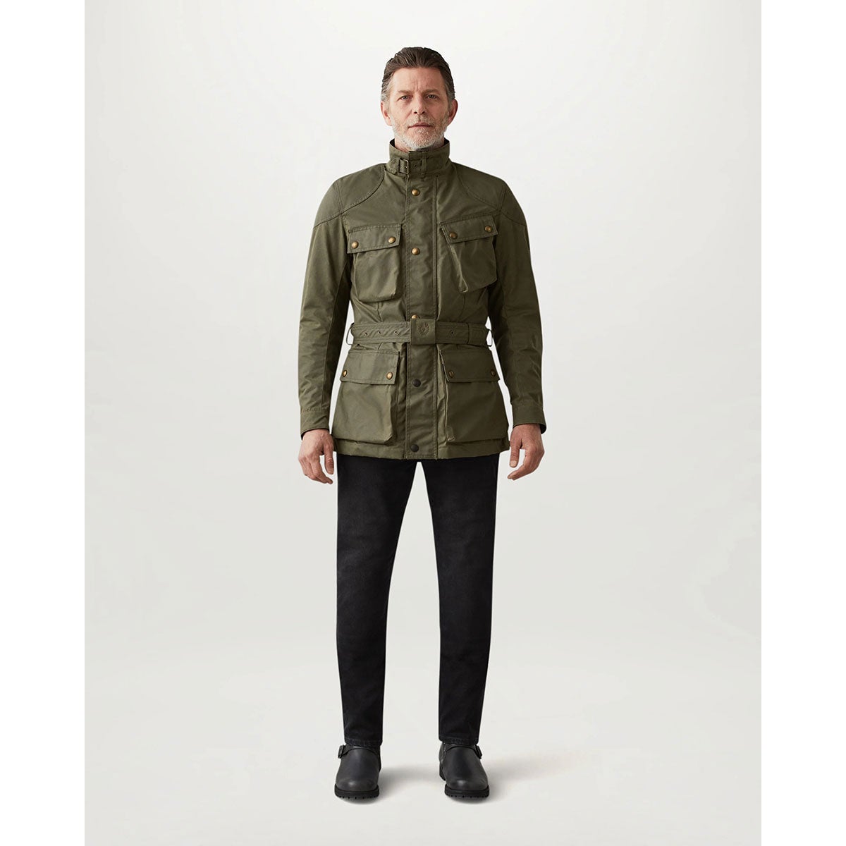 BELSTAFF｜トライアルマスター モーターサイクル ジャケット｜ファブリック｜オリーブグリーン｜モデル着用
