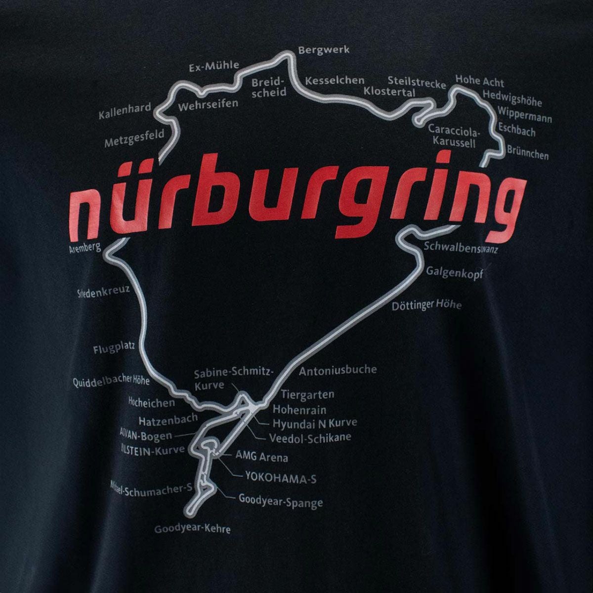 Nurburgring｜ニュルブルクリンク RACETRACK Tシャツ｜ブラック