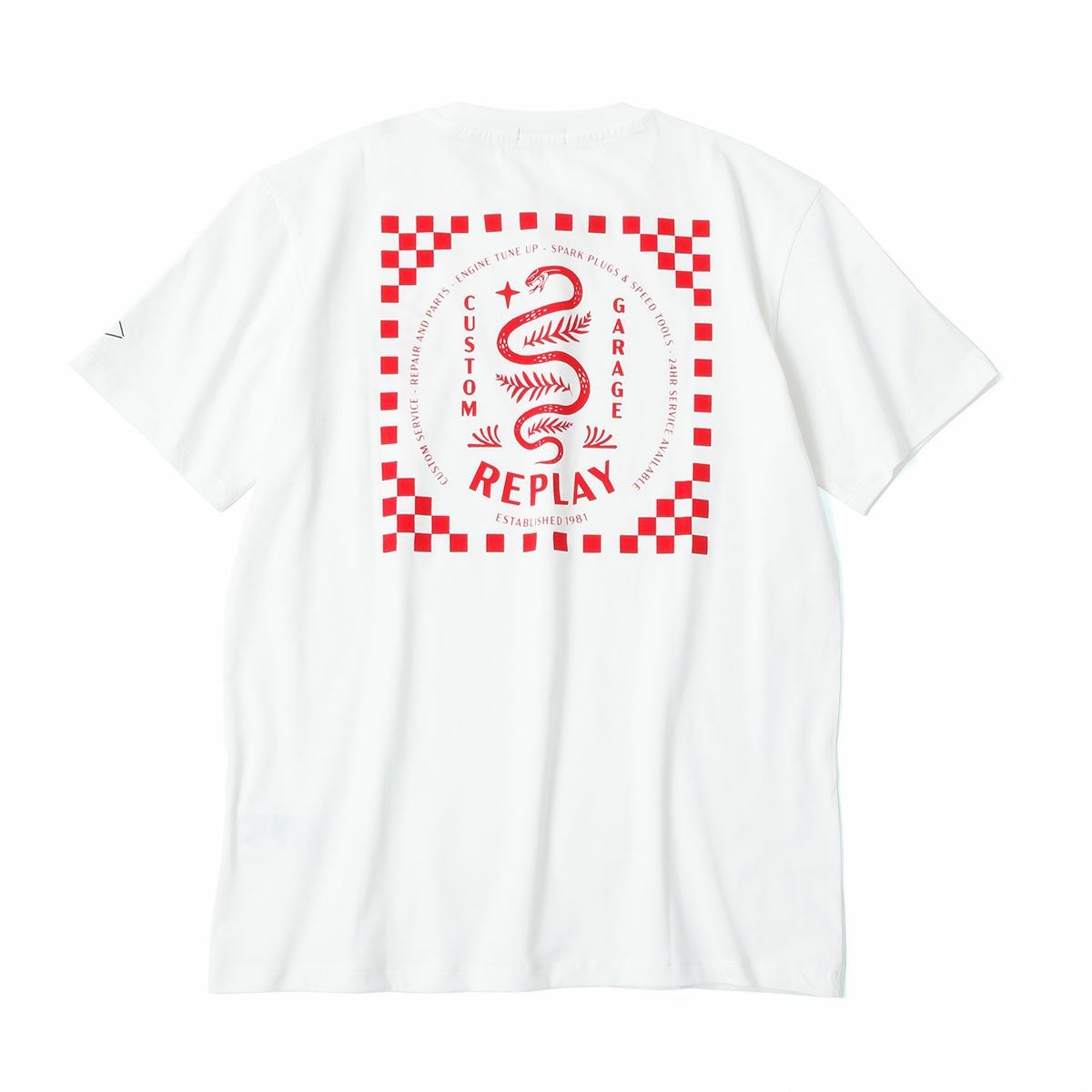 Replay｜カスタムガレージ スネーク プリント Ｔシャツ｜ホワイト