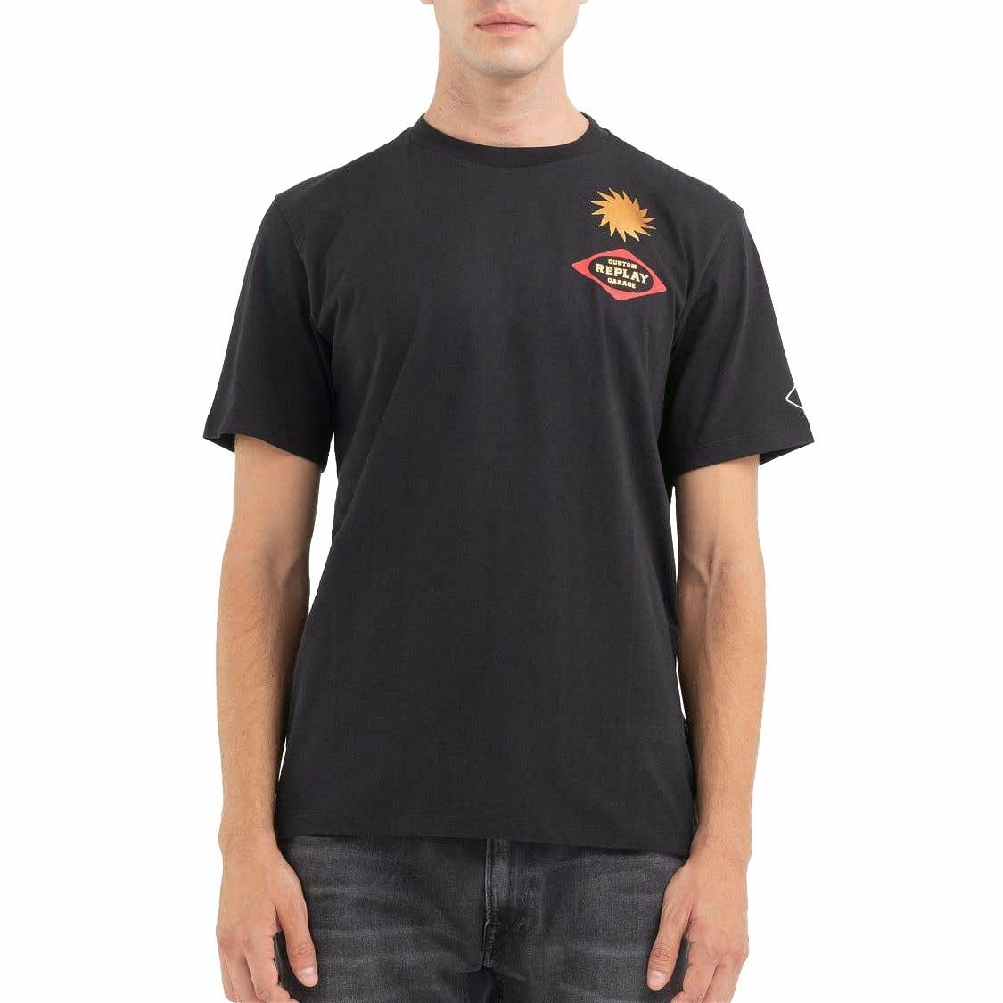 Replay｜カスタムガレージ プリント Ｔシャツ｜ブラック｜モデル着用