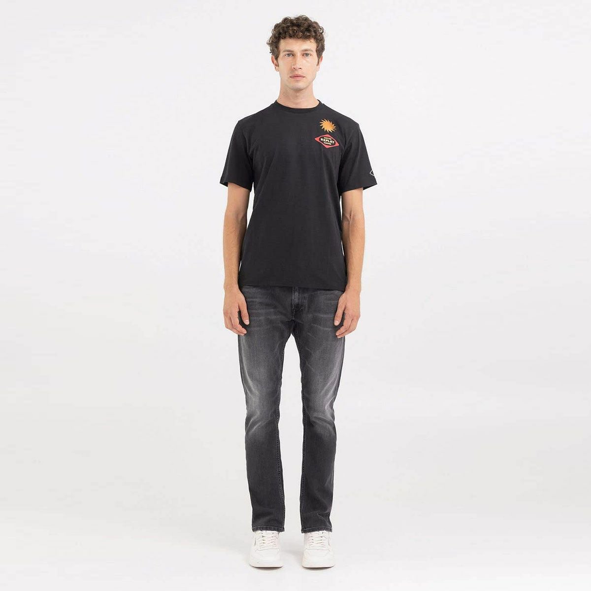 Replay｜カスタムガレージ プリント Ｔシャツ｜ブラック｜モデル着用