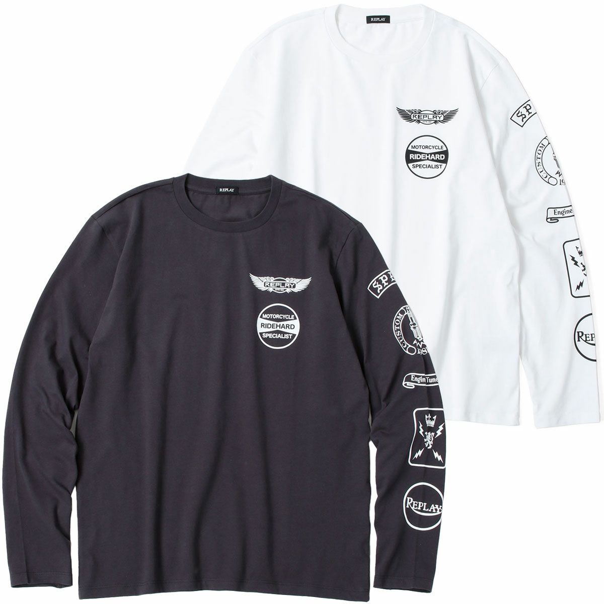 Replay｜オープンエンドジャージーモーターサイクルロングTシャツ｜ロングスリーブ