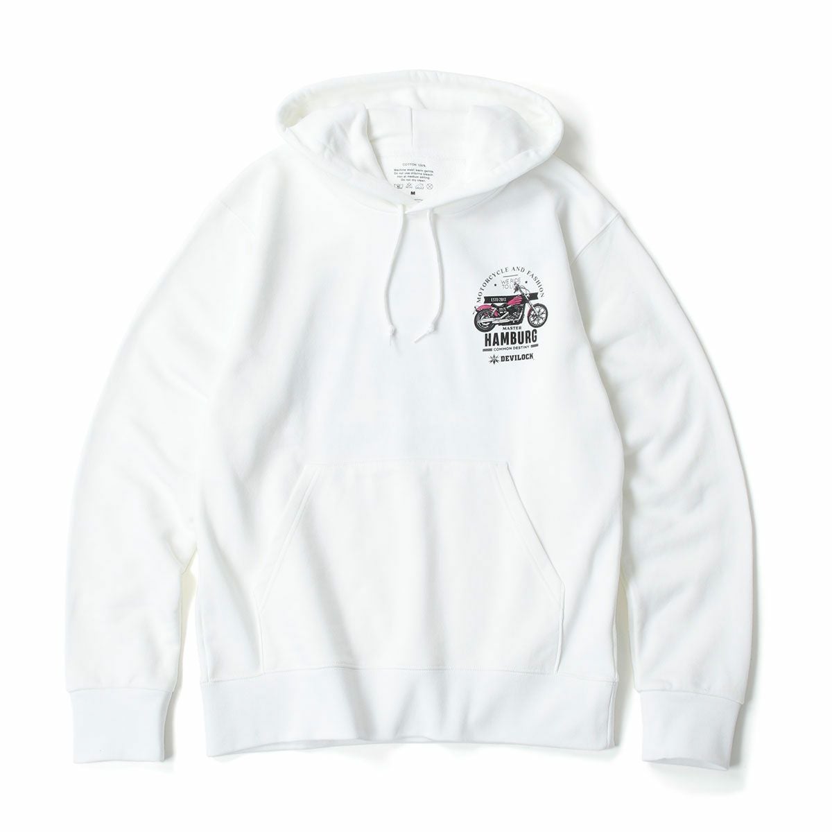 ハンバーグ師匠 x DEVILOCK｜BIKE HOODIE｜フーディ｜ホワイト