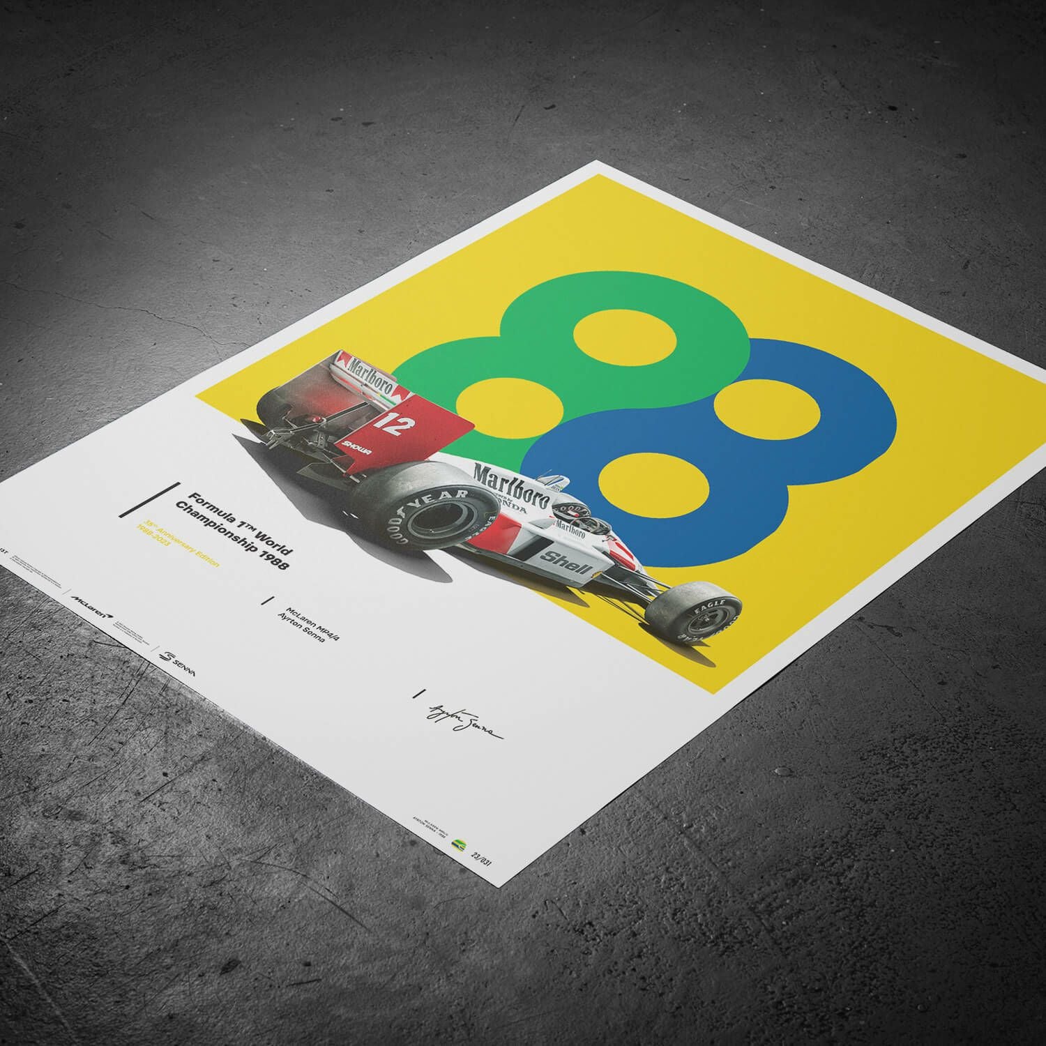 Automobilist｜AYRTON SENNA SAN MARINO GP 1988 ”88” 35th エディション ポスター｜
