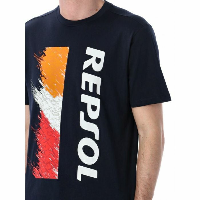 REPSOL HONDA｜レプソル オフィシャル バーティカル Tシャツ｜ブルー｜モデル着用