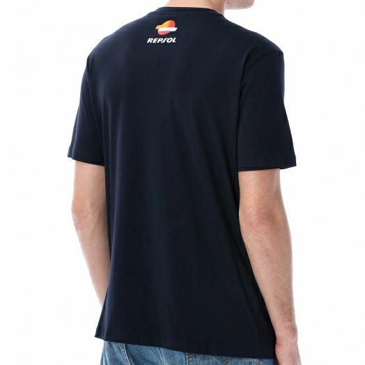 REPSOL HONDA｜レプソル オフィシャル ストライプ Tシャツ｜ブルー｜モデル着用