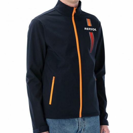 REPSOL HONDA｜レプソル オフィシャル ソフトシェル ジャケット｜アウター｜ブルー｜モデル着用