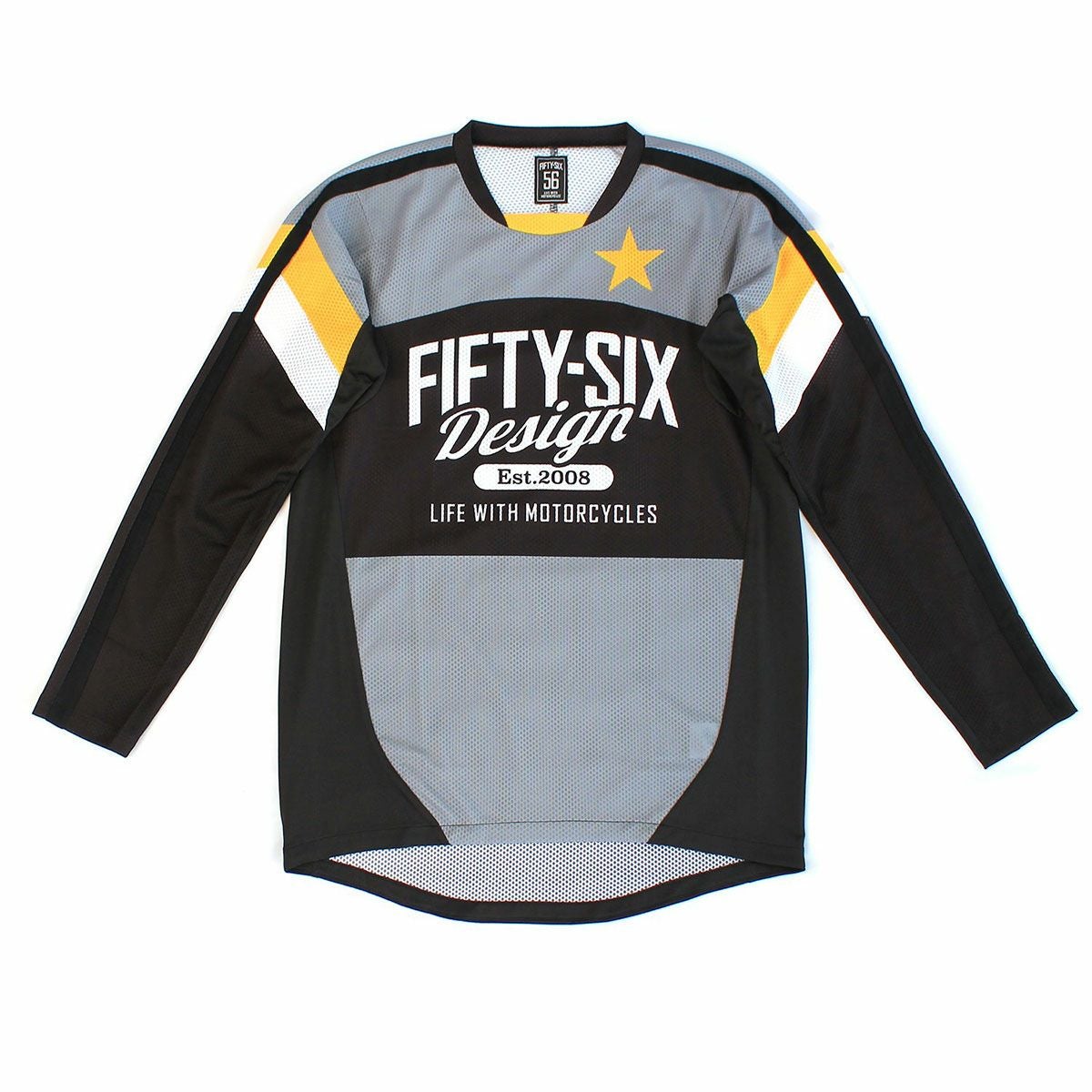 56design｜アクティブ ドライ ジャージー / スター｜MXジャージ｜グレー×ブラック