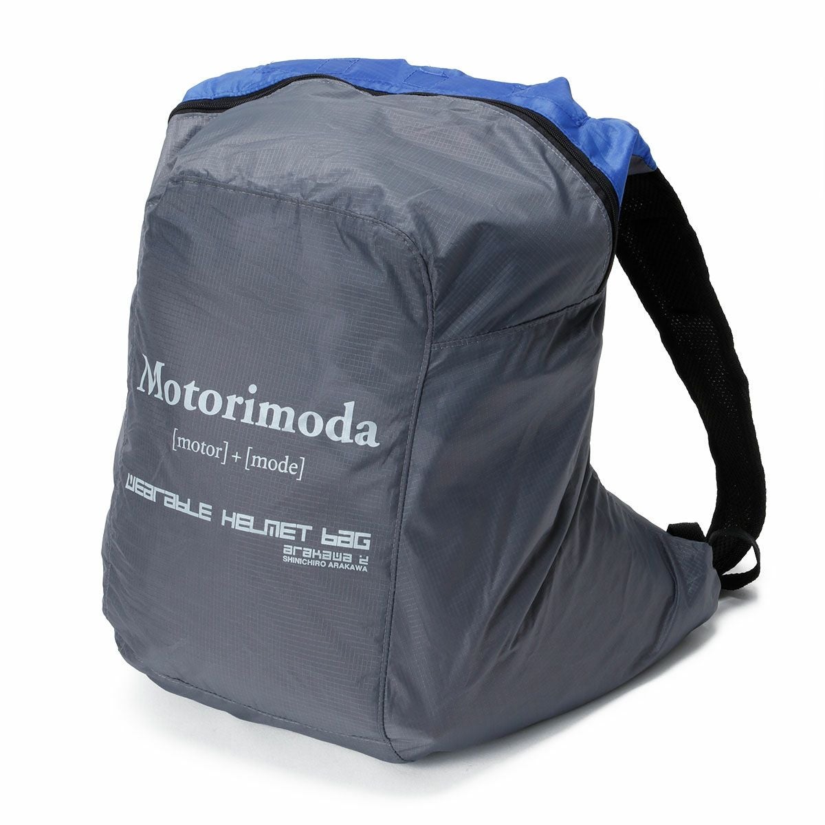 SHINICHIRO ARAKAWA｜ウェアラブルバッグ ”Bozzolo” Edizione Motorimoda（ボッツォロ エディツィオーネ モトーリモーダ）｜バックパック｜グレー×ブルー