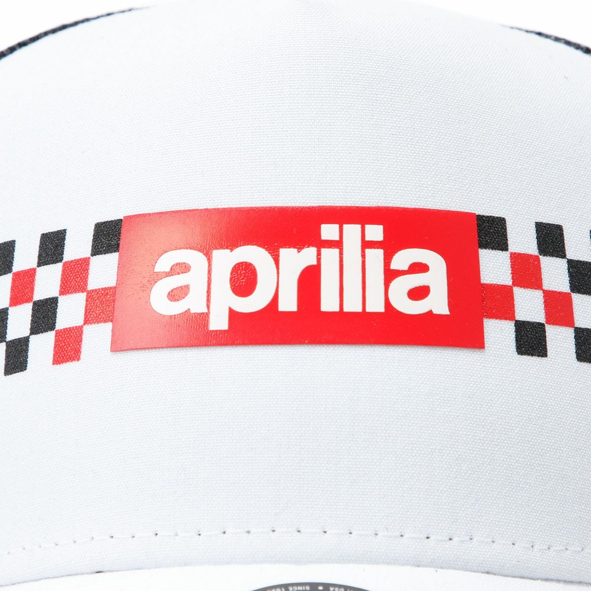 Aprilia｜アプリリア NewEra チェッカー プリント A-Frame トラッカー キャップ｜帽子｜ホワイト×ブラック