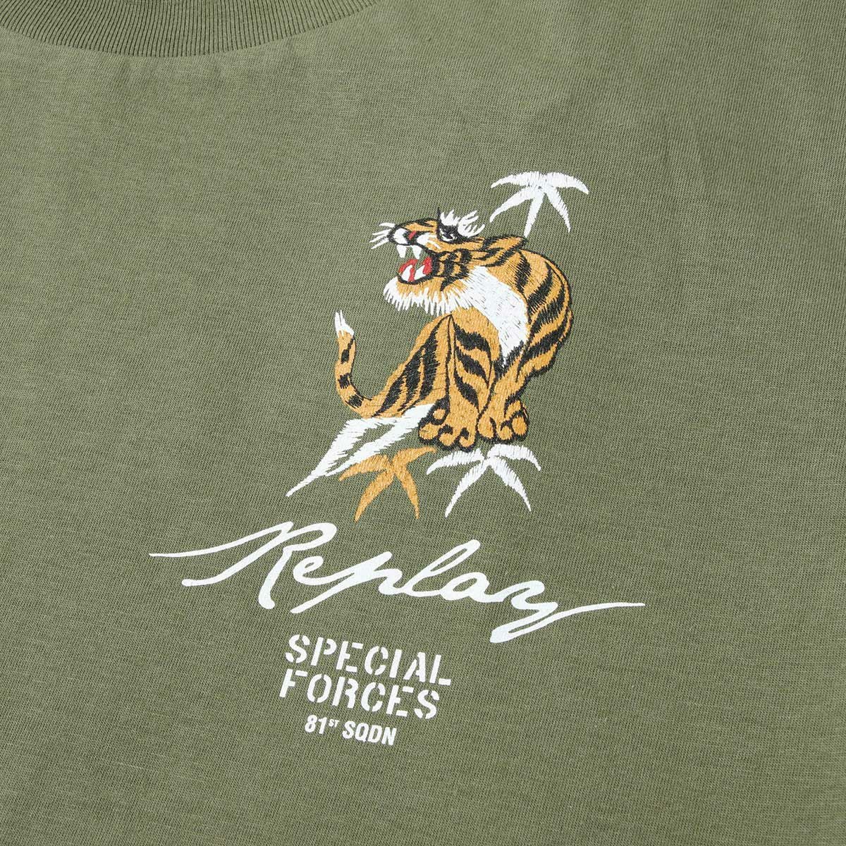 Replay｜タイガー グラフィック Tシャツ｜アーミーグリーン
