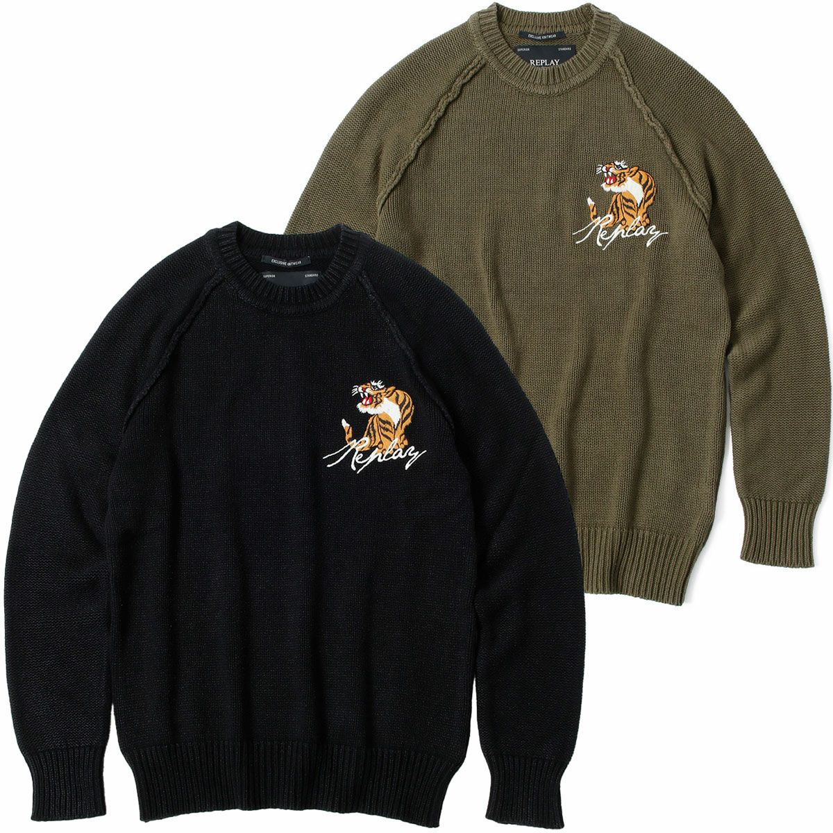 Replay｜クルーネック タイガー セーター｜ニット