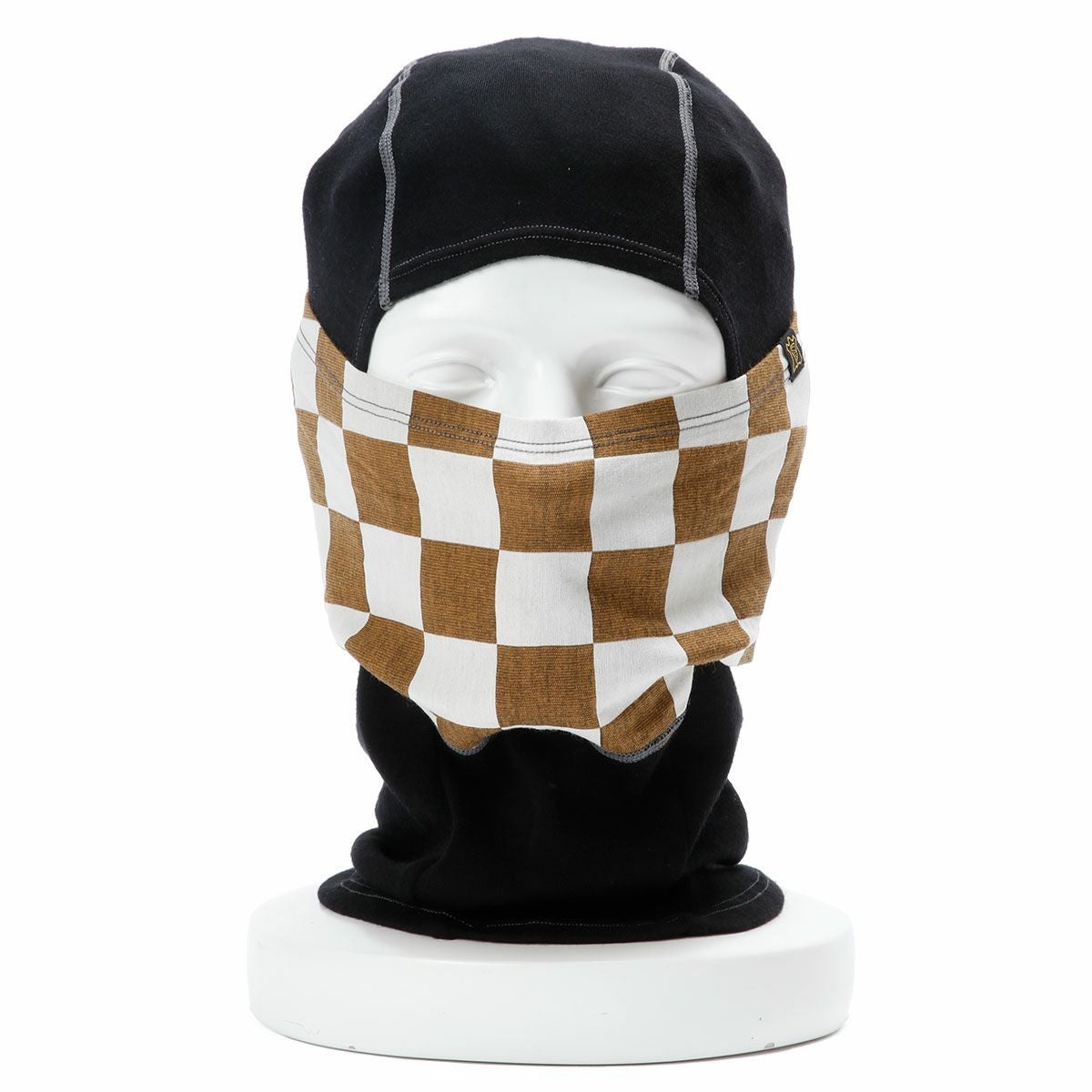 Goldtop｜メリノウール バラクラバ｜ネックカバー｜ゴールド×ホワイト｜着用