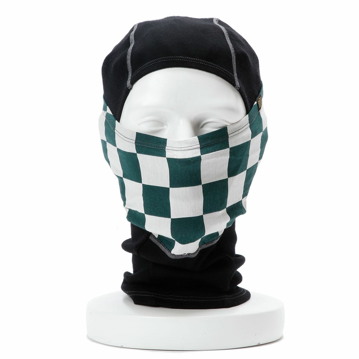 Goldtop｜メリノウール バラクラバ｜ネックカバー｜グリ｜着用ーン×ホワイト