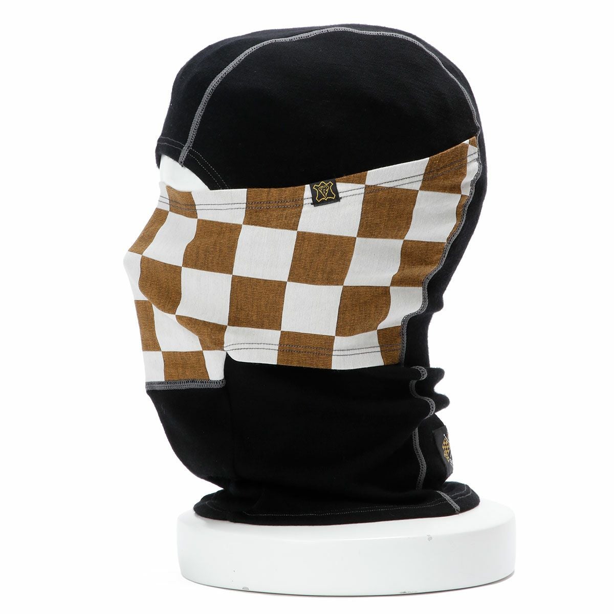 Goldtop｜メリノウール バラクラバ｜ネックカバー｜ゴールド×ホワイト｜着用