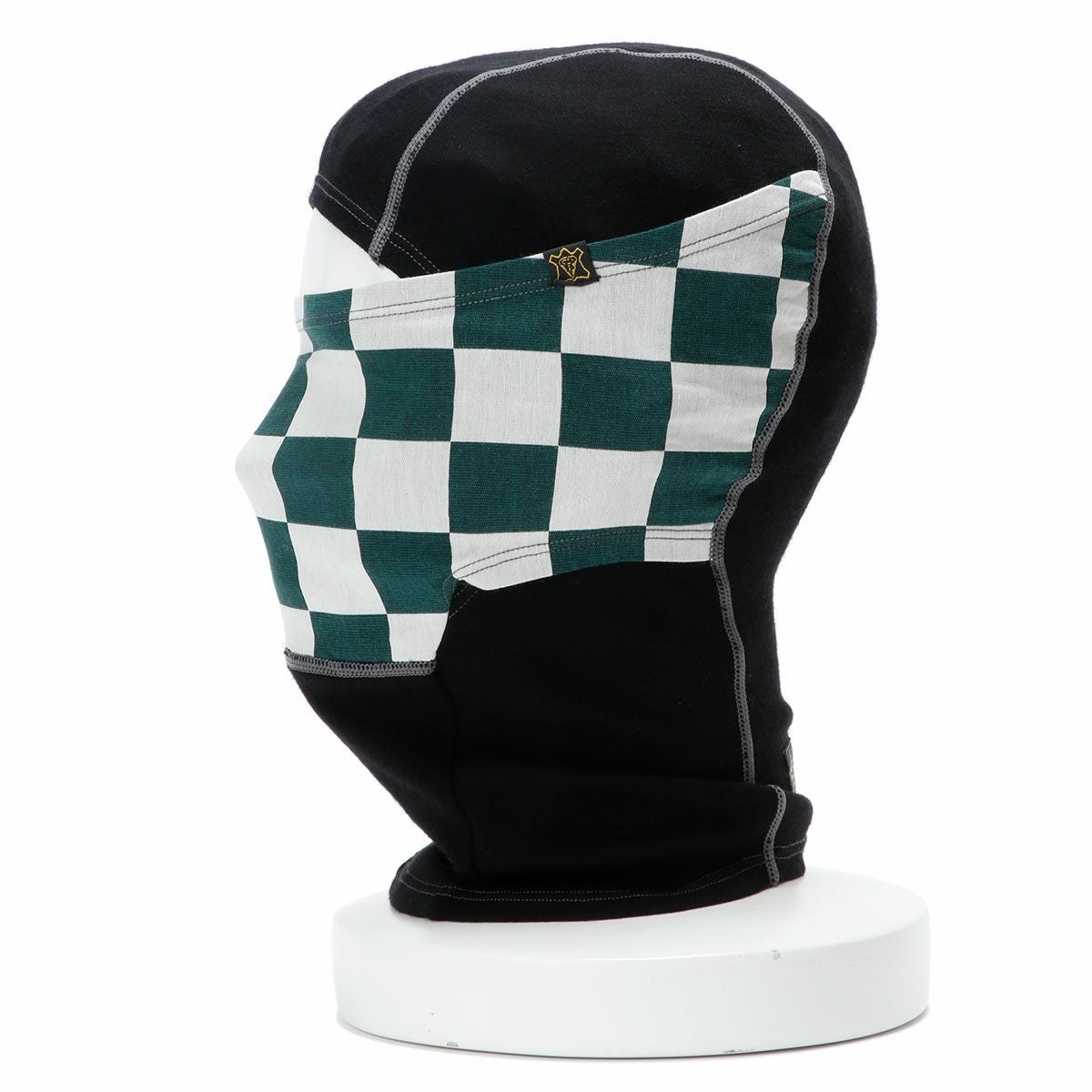 Goldtop｜メリノウール バラクラバ｜ネックカバー｜グリ｜着用ーン×ホワイト