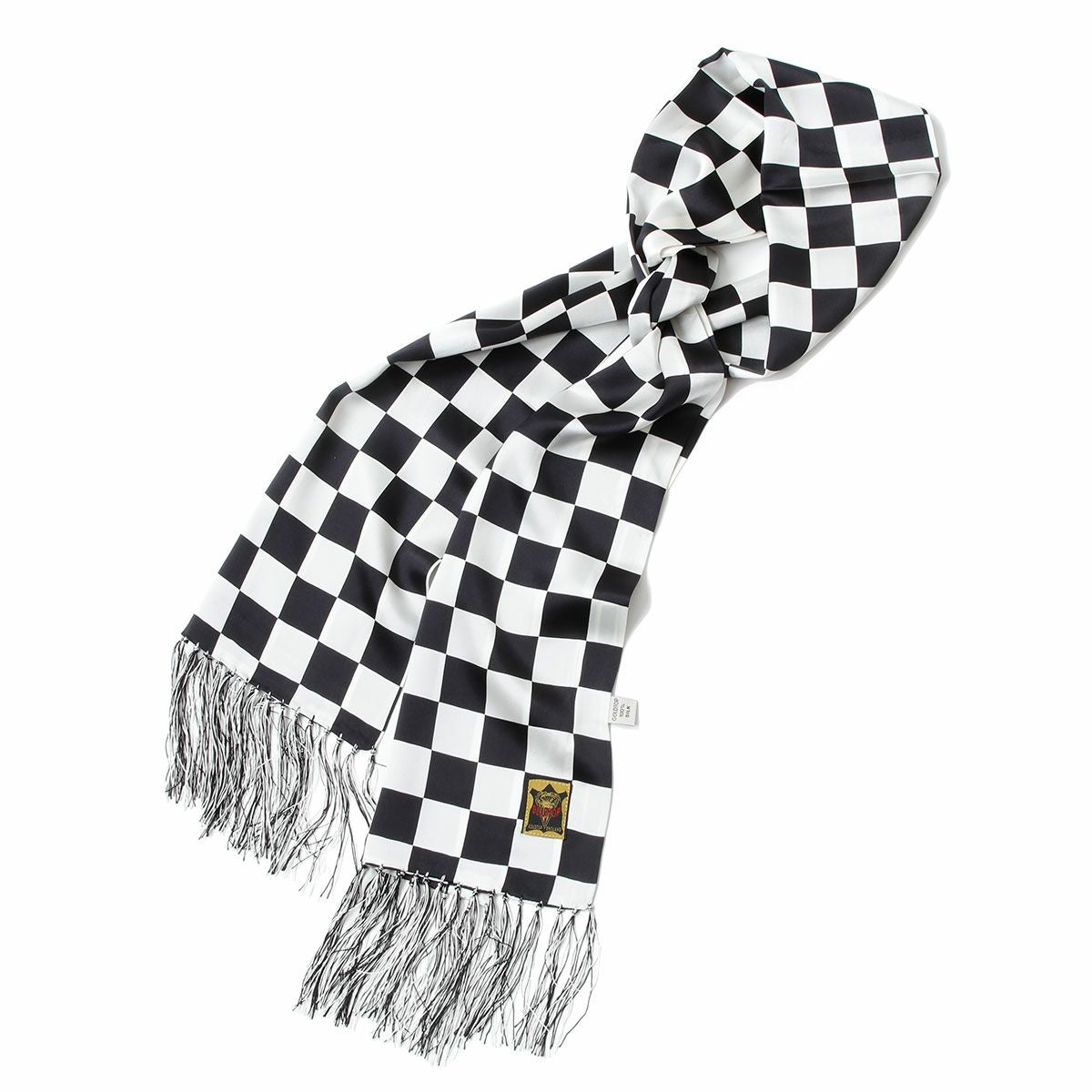 Goldtop｜シルクスカーフ｜マフラー・スカーフ｜ブラック×ホワイトチェッカー