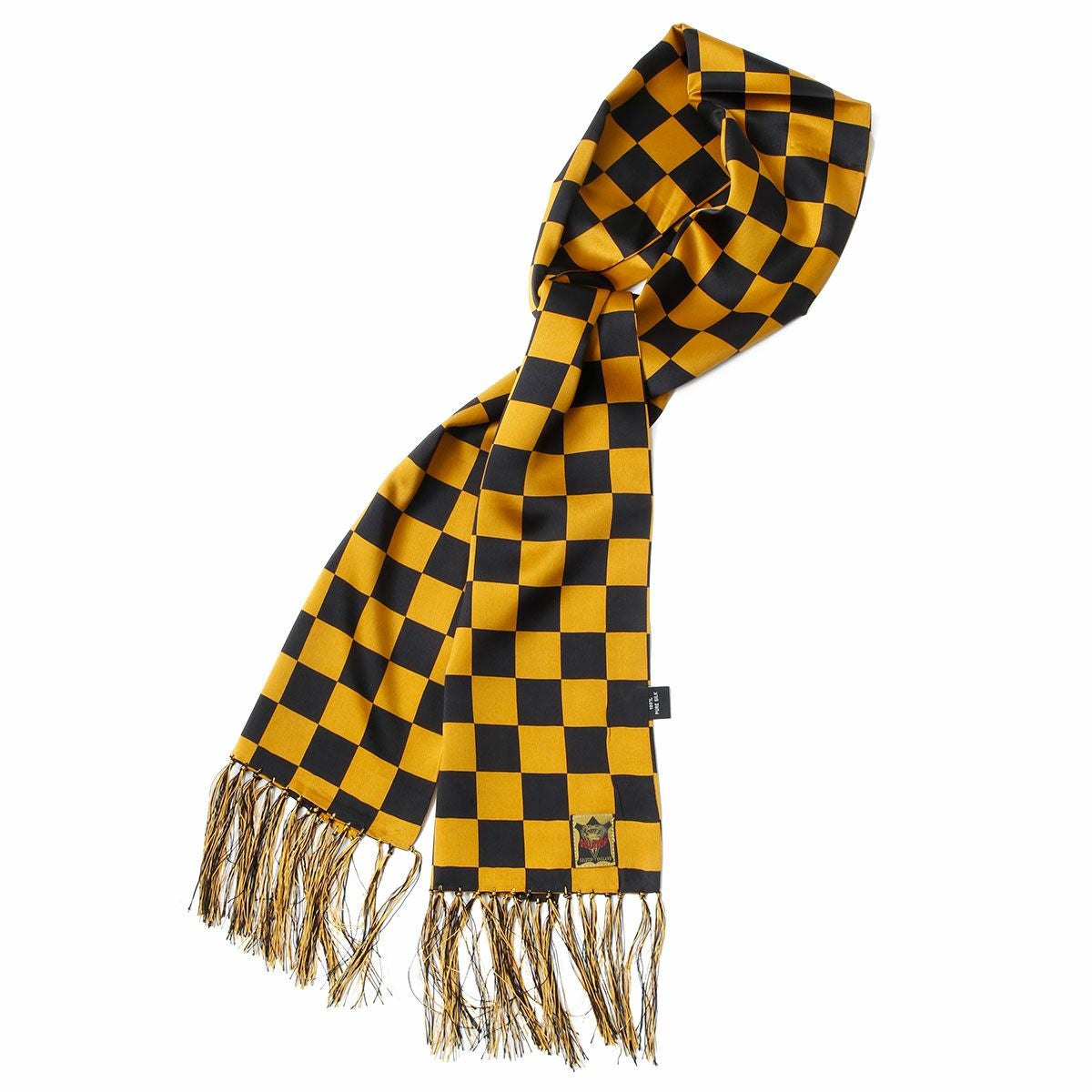 Goldtop｜シルクスカーフ｜マフラー・スカーフ｜ブラック×ゴールドチェッカー