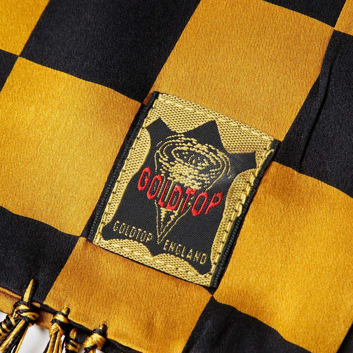 Goldtop｜シルクスカーフ｜マフラー・スカーフ｜ブラック×ゴールドチェッカー