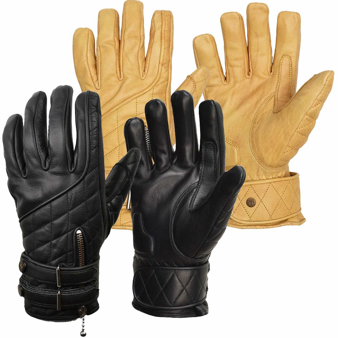 Goldtop｜キルティング カフェレーサー レザーグローブ｜3シーズン