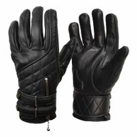 Goldtop｜キルティング カフェレーサー レザーグローブ｜3シーズン｜ブラック