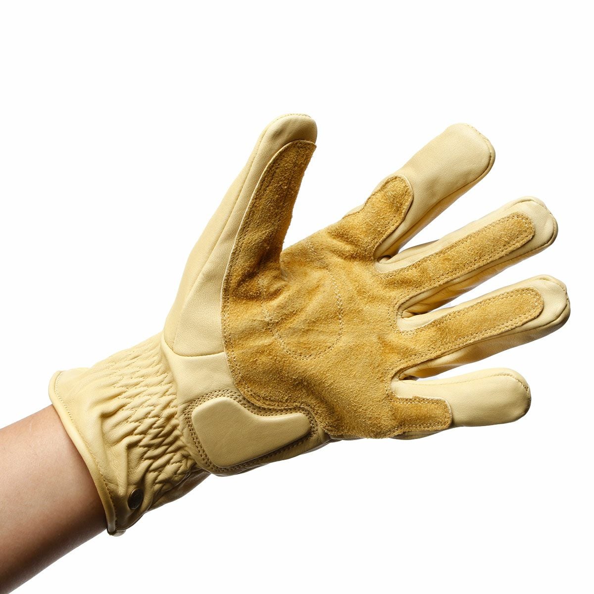 Goldtop｜クルーザー ジップ レザーグローブ｜3シーズン｜タン｜モデル着用