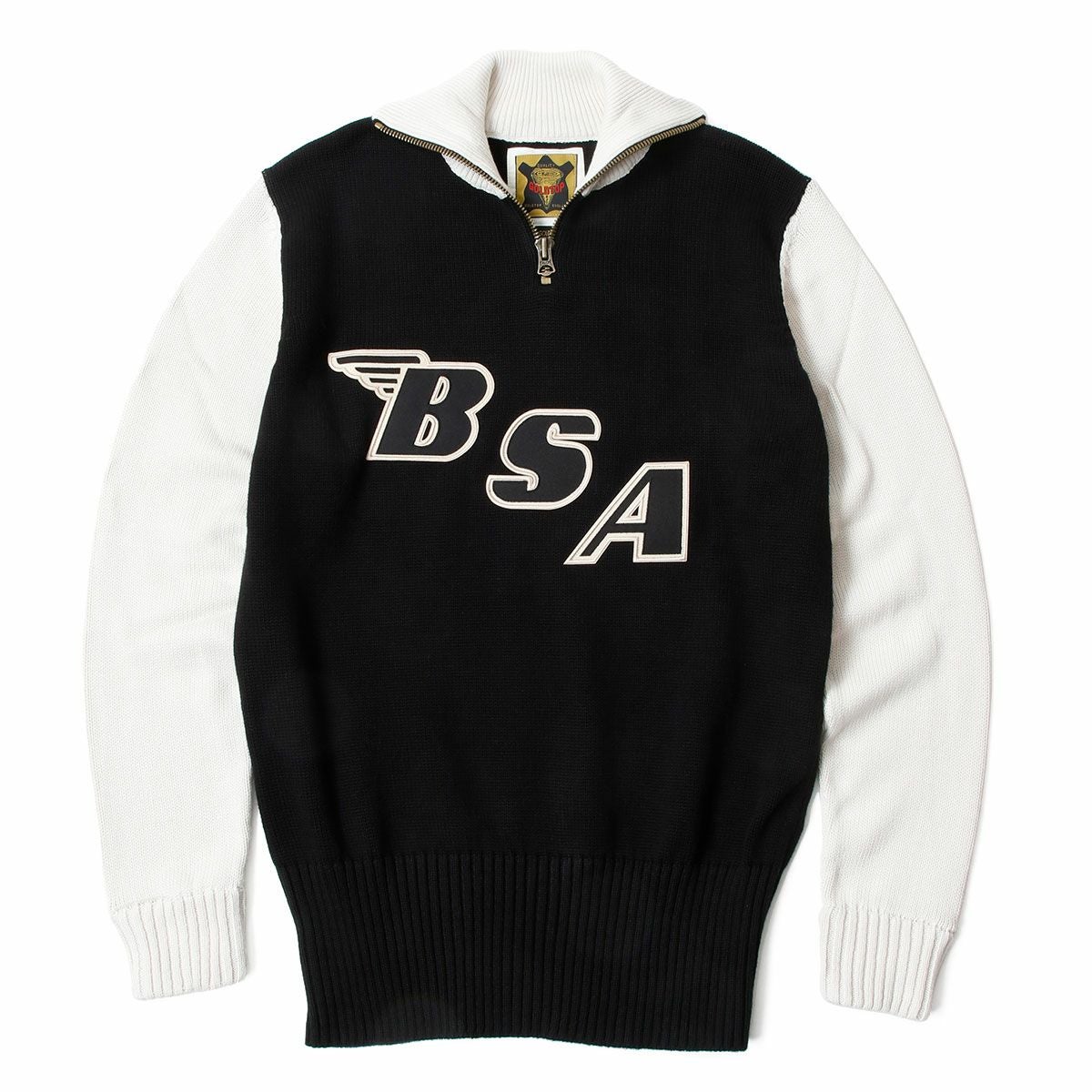 Goldtop｜ゴールドトップ X BSA 1920s スタイル クラシック モーターサイクル レーシング セーター｜ニット｜ブラック×エクリュ