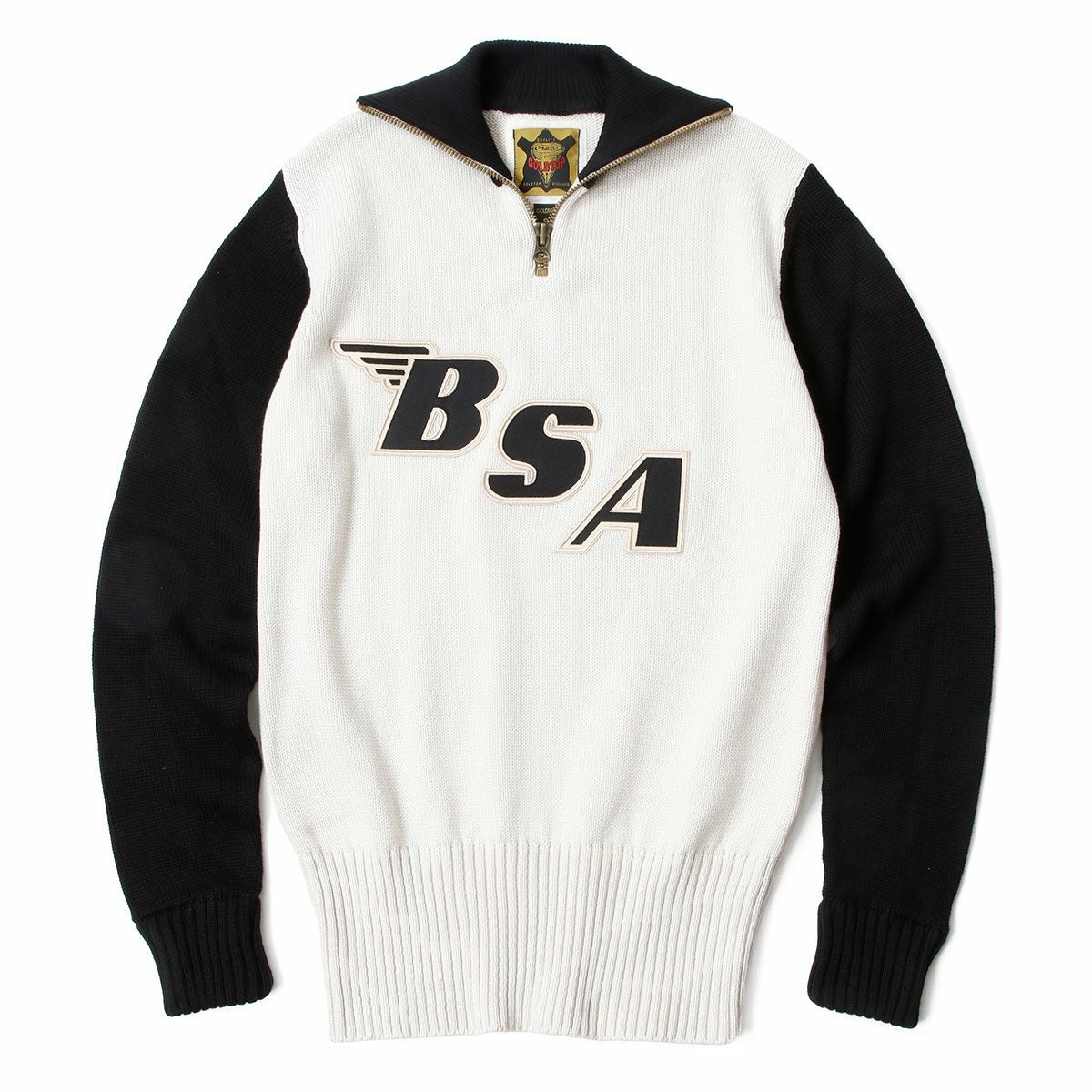 Goldtop｜ゴールドトップ X BSA 1920s スタイル クラシック モーターサイクル レーシング セーター｜ニット｜エクリュ×ブラック