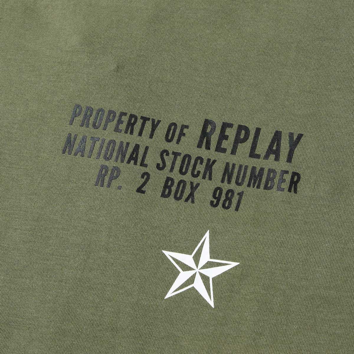 Replay｜カスタム レタリング Tシャツ｜アーミーグリーン