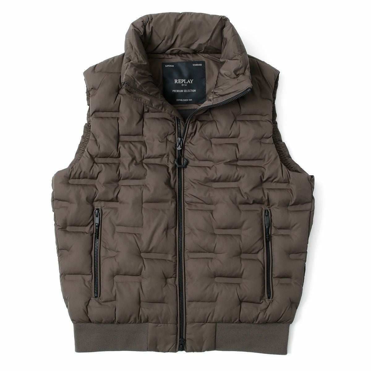 Replay｜エンボス リサイクルファイン ベスト｜ウッドグレー