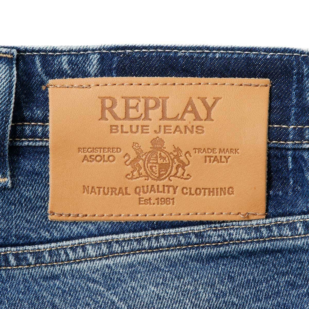 Replay｜グローバー ストレート コンフォート ジーンズ｜デニム｜ミディアムブルー