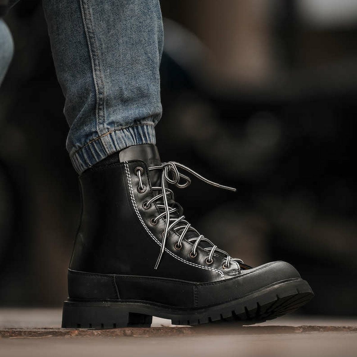 UMBERTO x LUCE｜フィンチ モーターサイクル ブーツ｜ブーツタイプ｜ブラック｜モデル着用