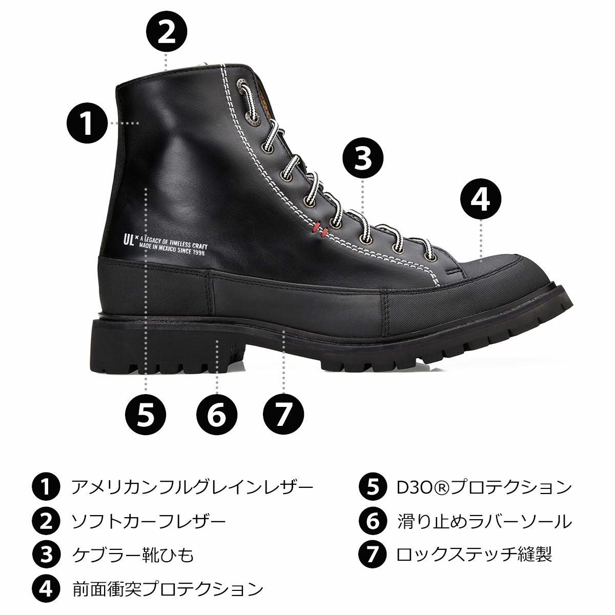 UMBERTO x LUCE｜フィンチ モーターサイクル ブーツ｜ブーツタイプ｜ブラック