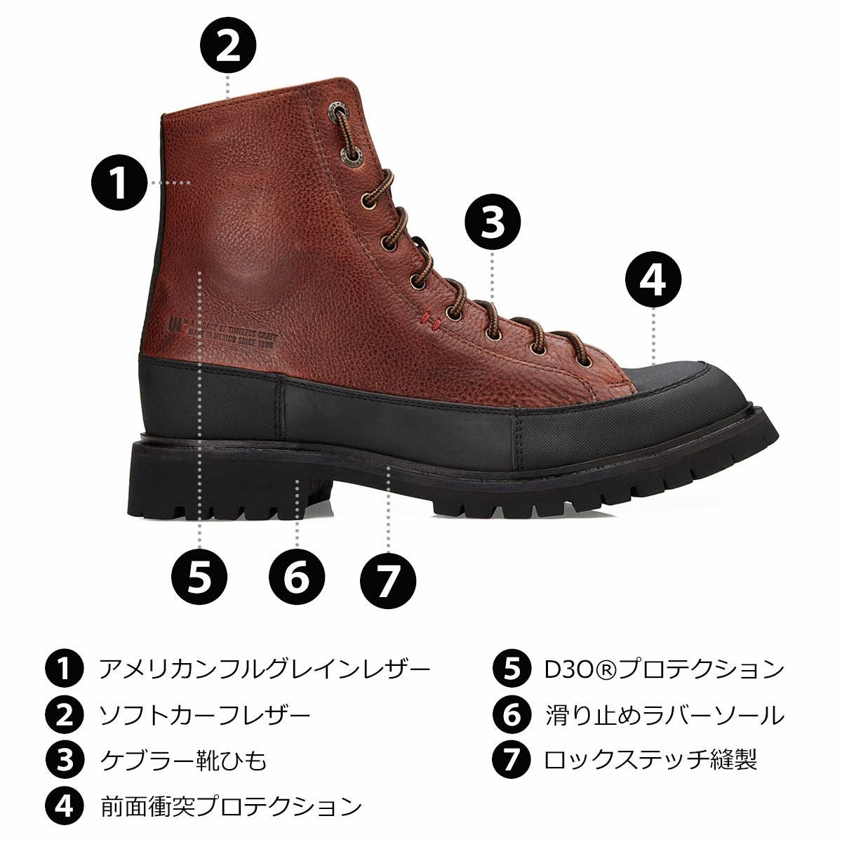 UMBERTO x LUCE｜テレン バイカー ブーツ｜ブーツタイプ｜ウォルナットブラウン