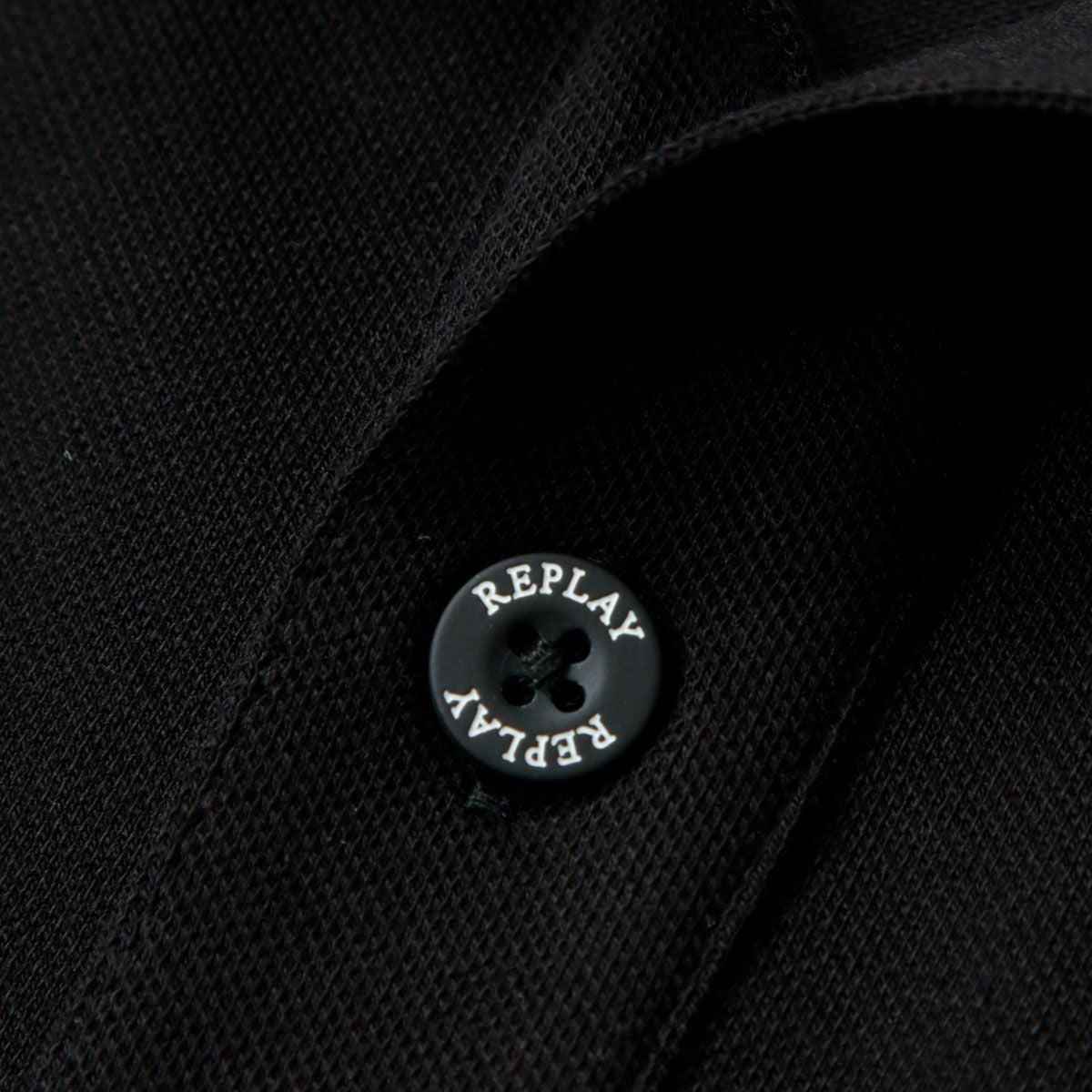 Replay｜ストレッチ コットン ピケ ポロシャツ｜ブラック