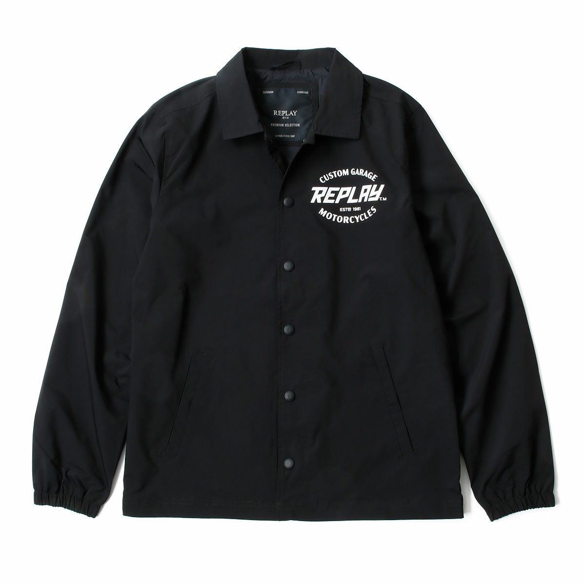 Replay｜マイクロ ポリ コーチジャケット｜ファブリック｜ブラック