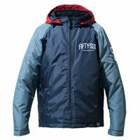 56design｜エクストラ ウォーム フーディー 2｜ファブリック｜ブルーグレー×レッド