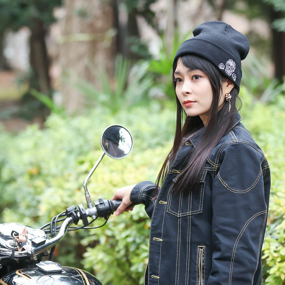 Dark｜ダブルニット｜帽子｜ブラック｜モデル着用