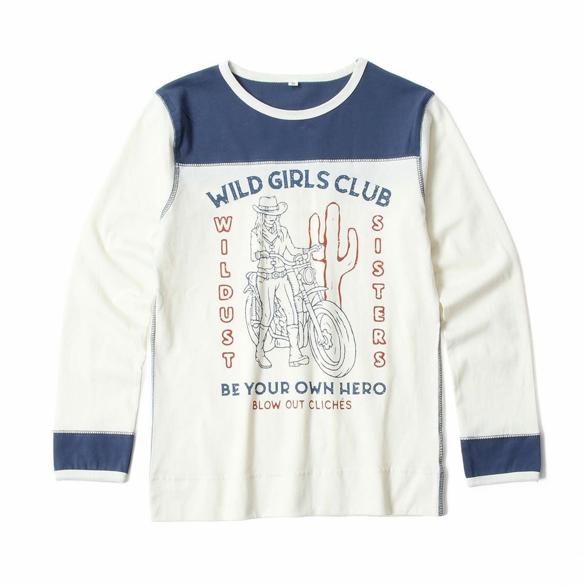 WILDUST｜ウエスタン Tシャツ ワイルド ガール｜アイボリー×ブルー