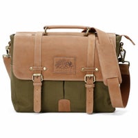 Goldtop｜キャンバスレザー メッセンジャーバッグ｜ショルダー｜オリーブグリーン×ライトタン