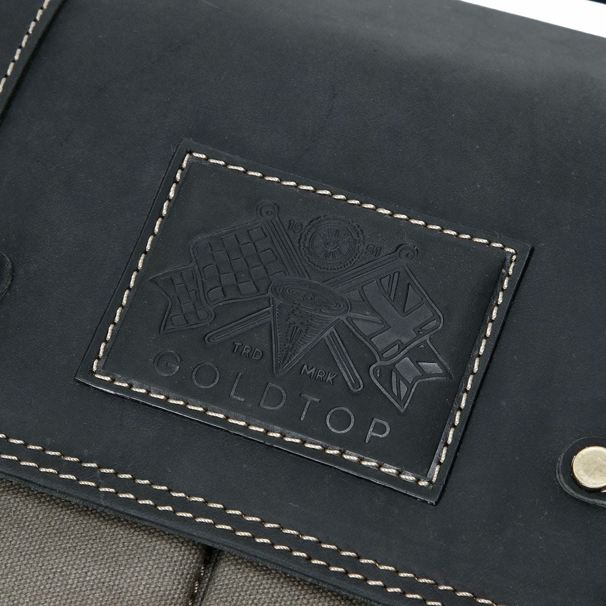 Goldtop｜キャンバスレザー メッセンジャーバッグ｜ショルダー｜グレー×ブラック