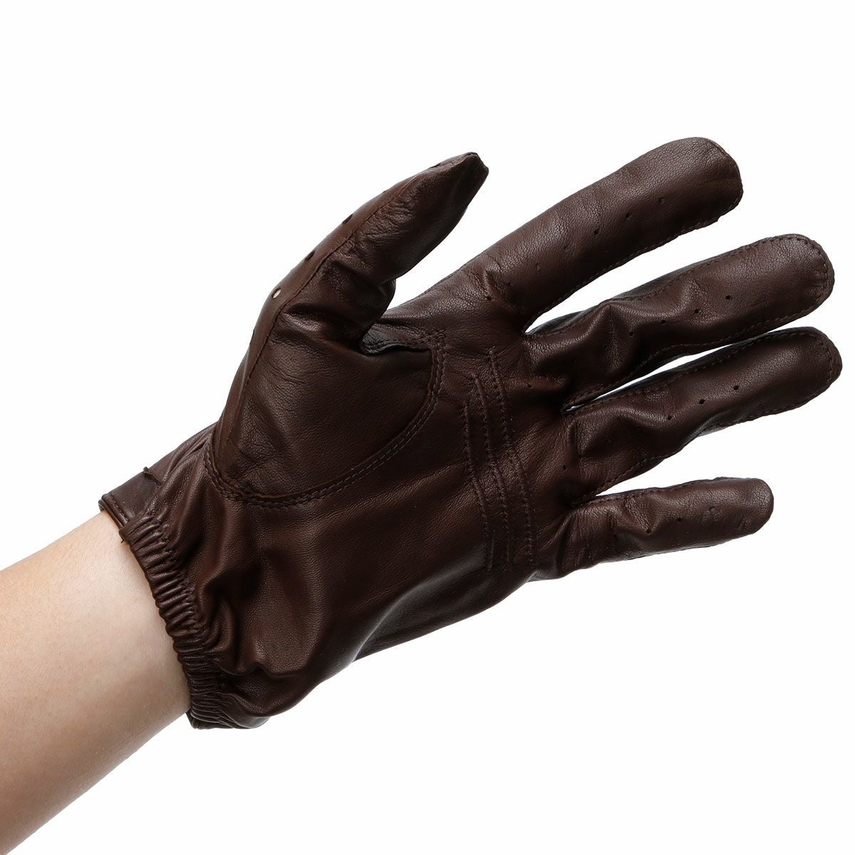 AUTODROMO｜パーフォレーテッド レザー ドライビング グローブ｜ロング｜チョコ｜モデル着用