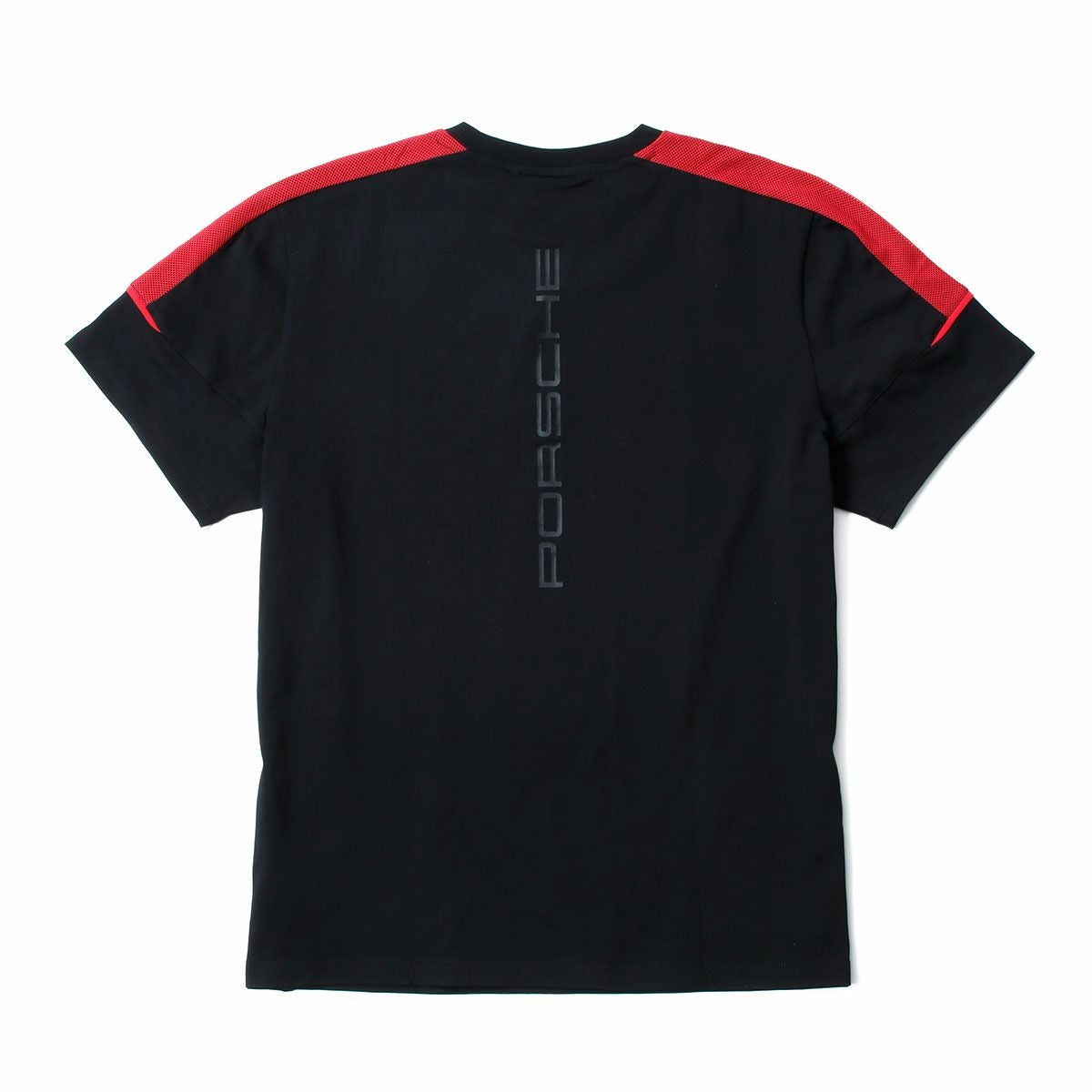 PORSCHE｜ポルシェ モータースポーツ FW スモール ロゴ Tシャツ｜ブラック×レッド